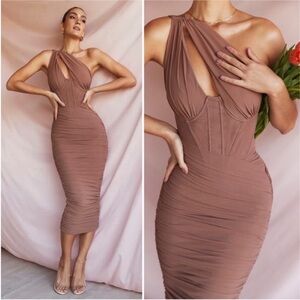 NEW House of CB Valentina Dress Chocolate Mocha Small with Plus Cup